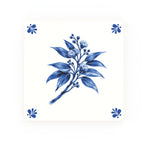Wild Eucalyptus Delft blue decorative ceramic tile – Modern corner style