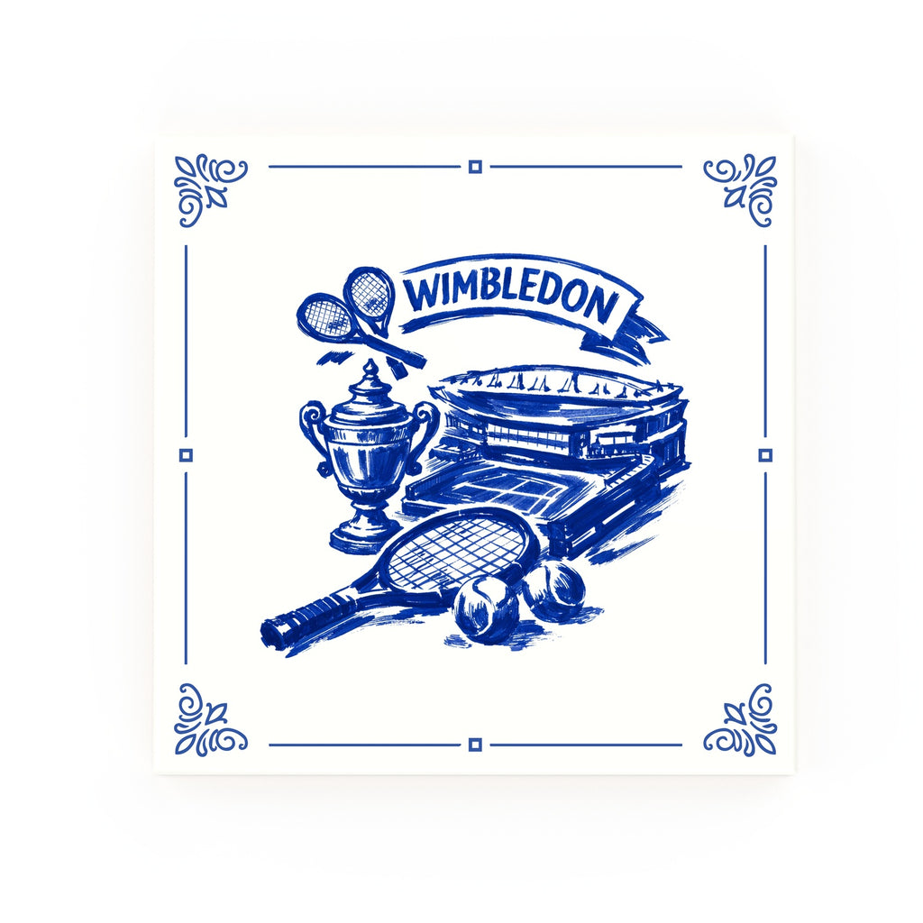 Wimbledon Delft blue decorative ceramic tile – Classic corner style