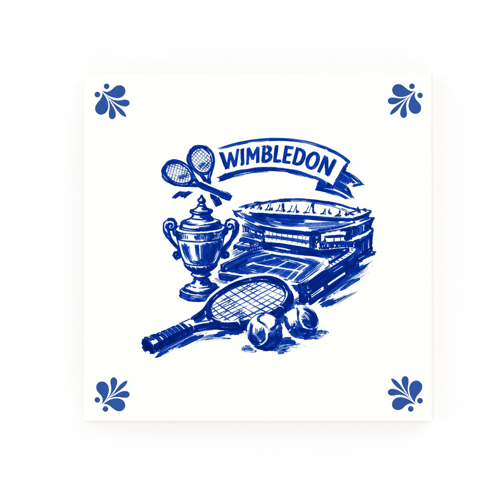 Wimbledon Delft blue decorative ceramic tile – Modern corner style