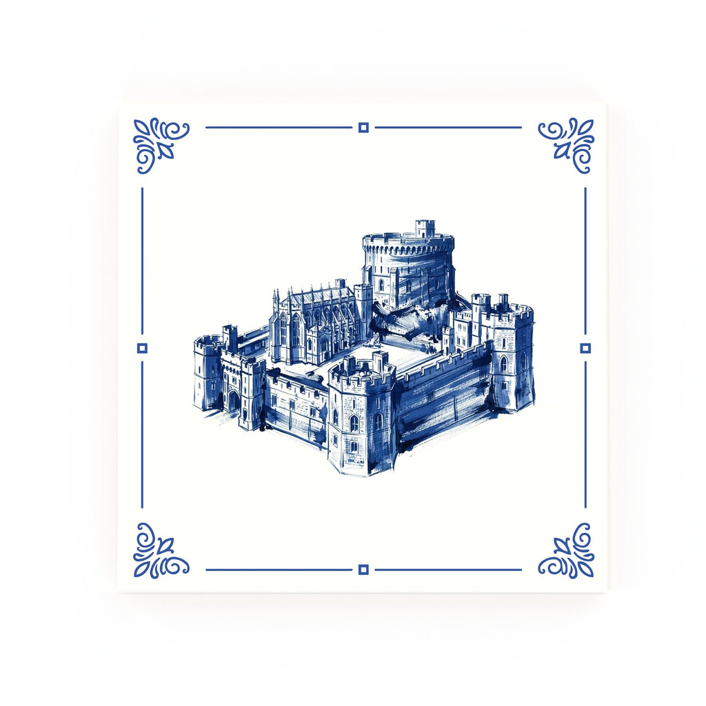 Windsor Castle Delft blue decorative ceramic tile – Classic corner style