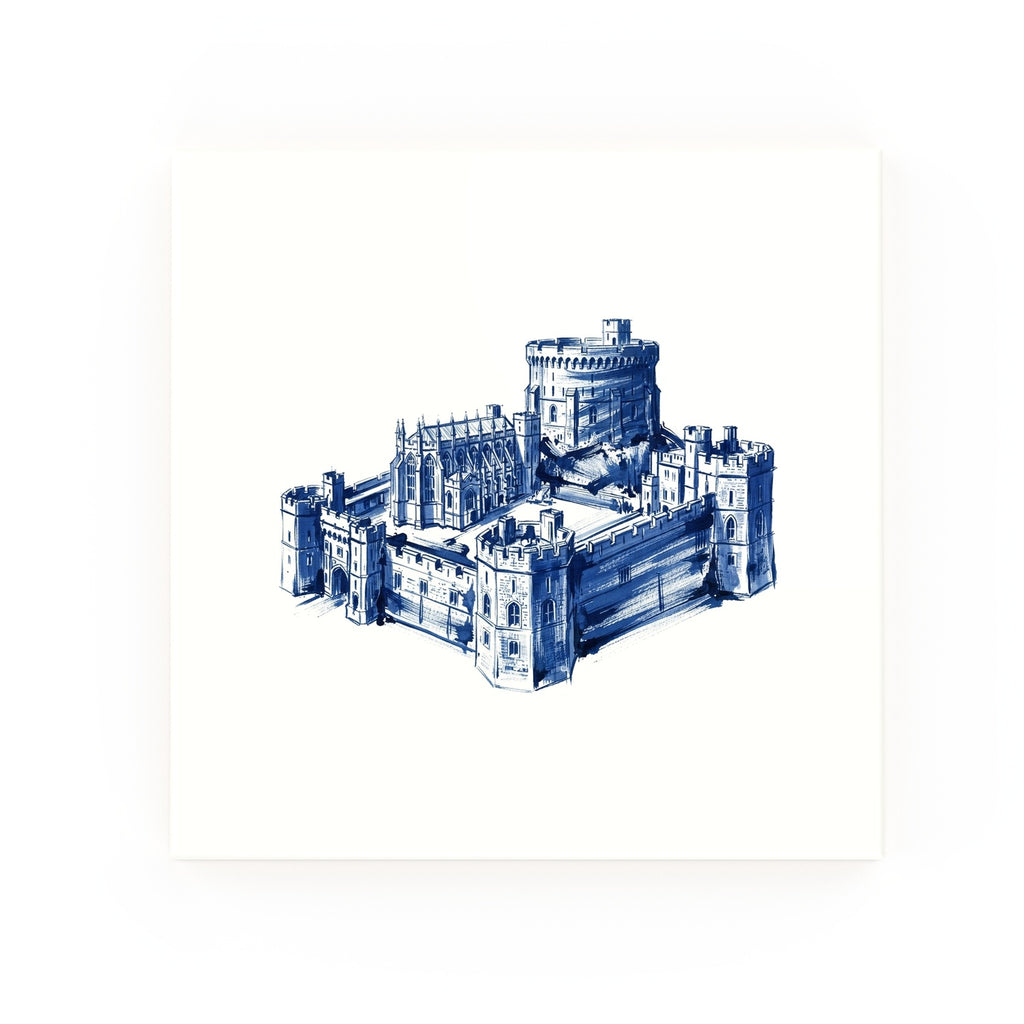 Windsor Castle Delft blue decorative ceramic tile – no corner style