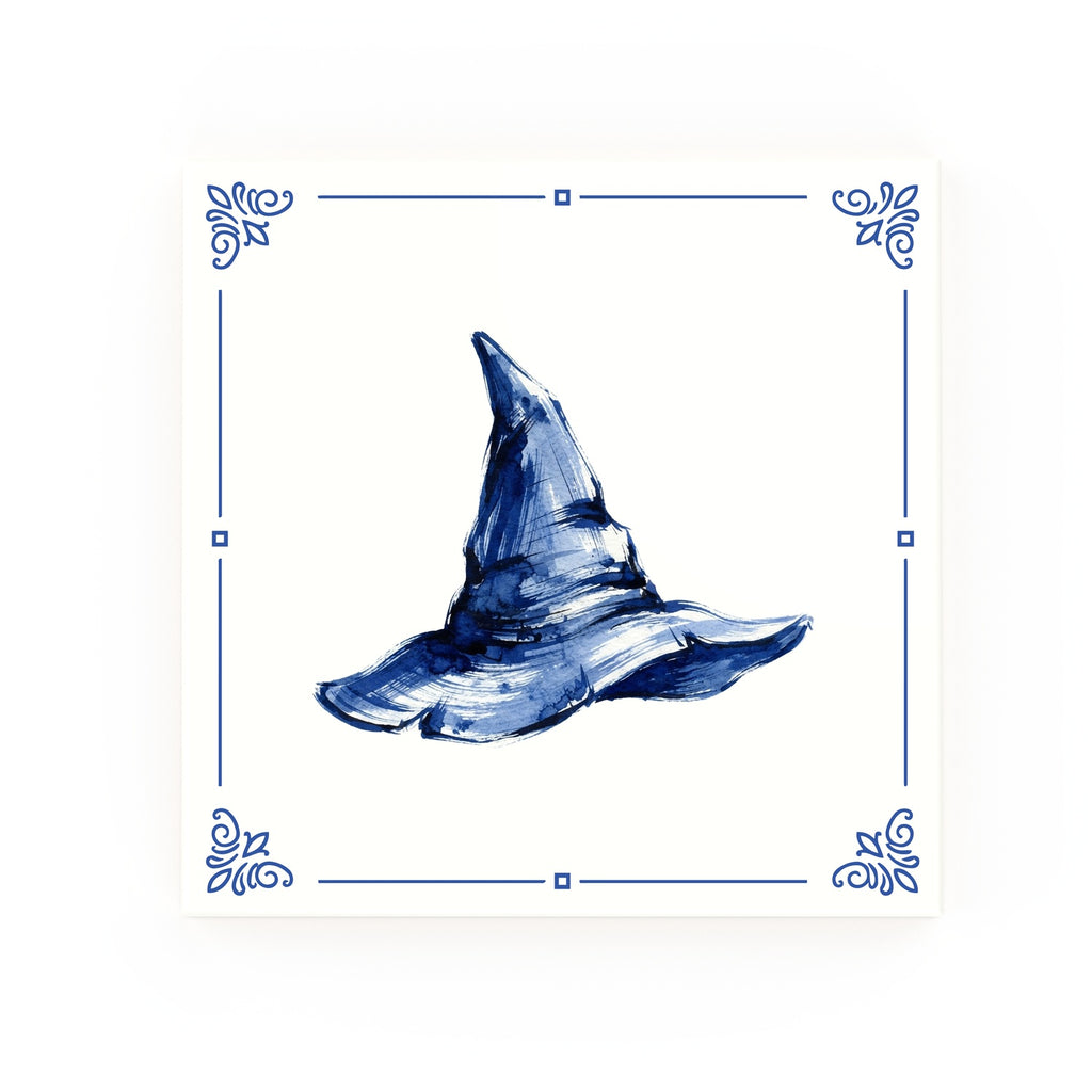 Witch Hat Delft blue decorative ceramic tile – Classic corner style
