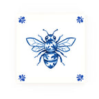 Worker Bee Delft blue decorative ceramic tile – Modern corner style