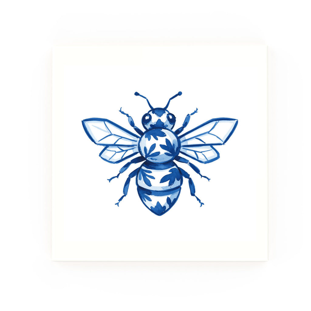 Worker Bee Delft blue decorative ceramic tile – no corner style