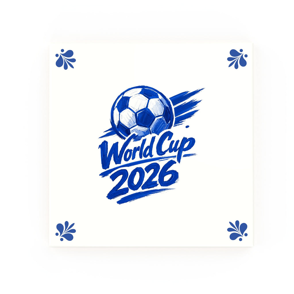 World Cup 2026 Delft blue decorative ceramic tile – Modern corner style