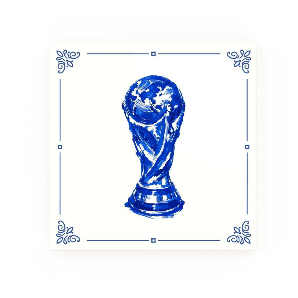 World Cup Trophy Delft blue decorative ceramic tile – Classic corner style