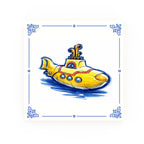 Yellow Submarine decorative Delft blue ceramic tile – Classic corners