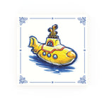 Yellow Submarine decorative Delft blue ceramic tile – Classic corners