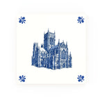 York Minster Delft blue decorative ceramic tile – Modern corner style