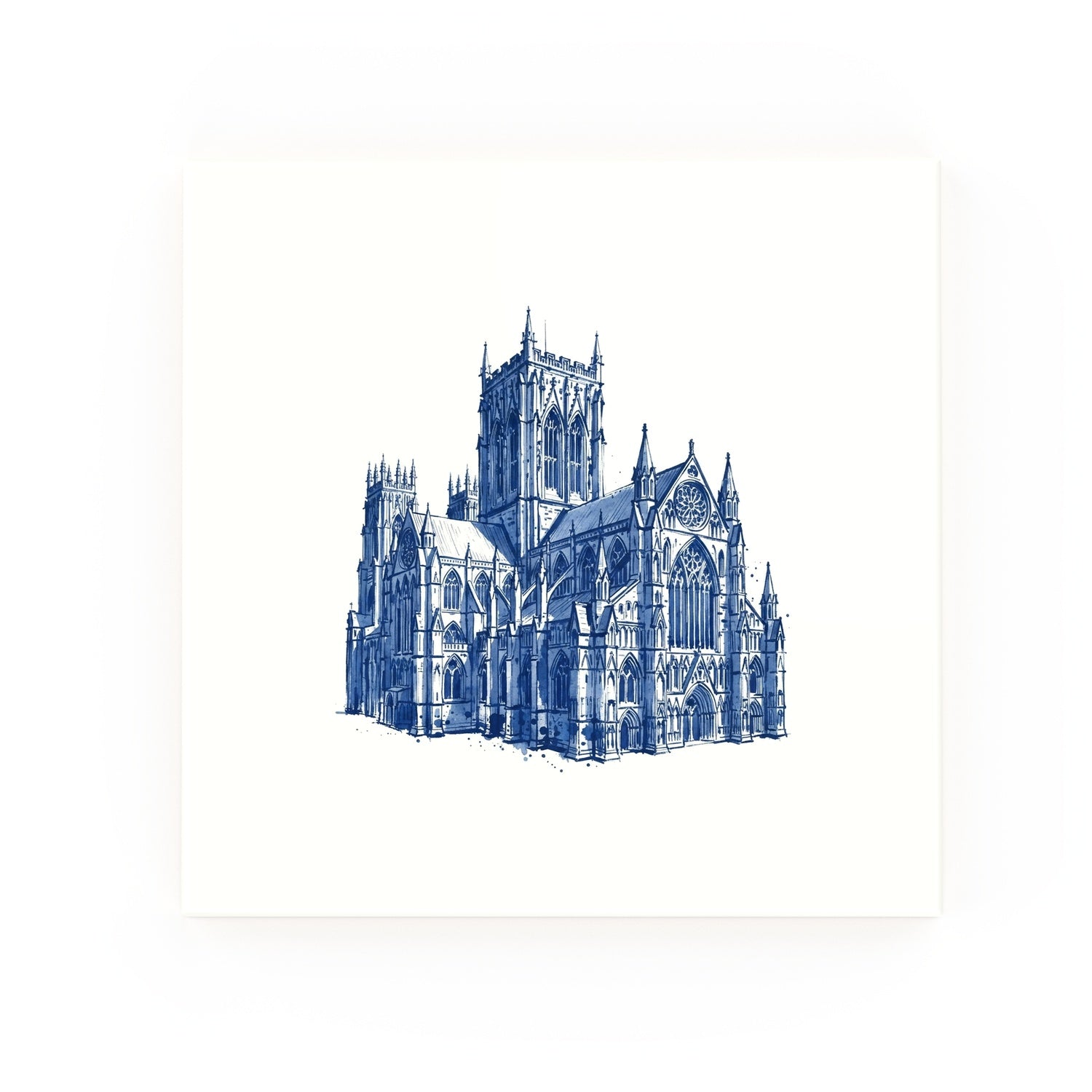 York Minster Delft blue decorative ceramic tile – no corner style