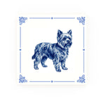 Yorkshire Terrier Delft blue decorative ceramic tile – Classic corner style