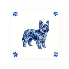 Yorkshire Terrier Delft blue decorative ceramic tile – Modern corner style