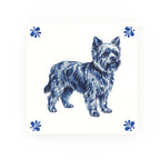 Yorkshire Terrier Delft blue decorative ceramic tile – Modern corner style