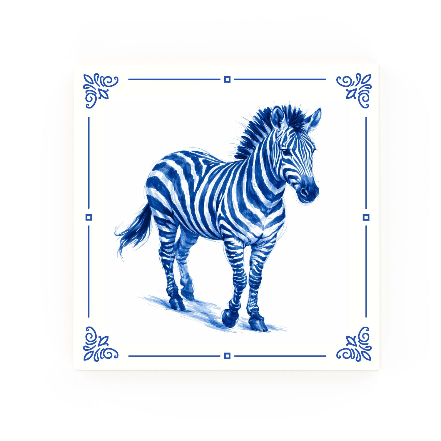 Zebra | Decorative British Ceramic Delft Blue Tile