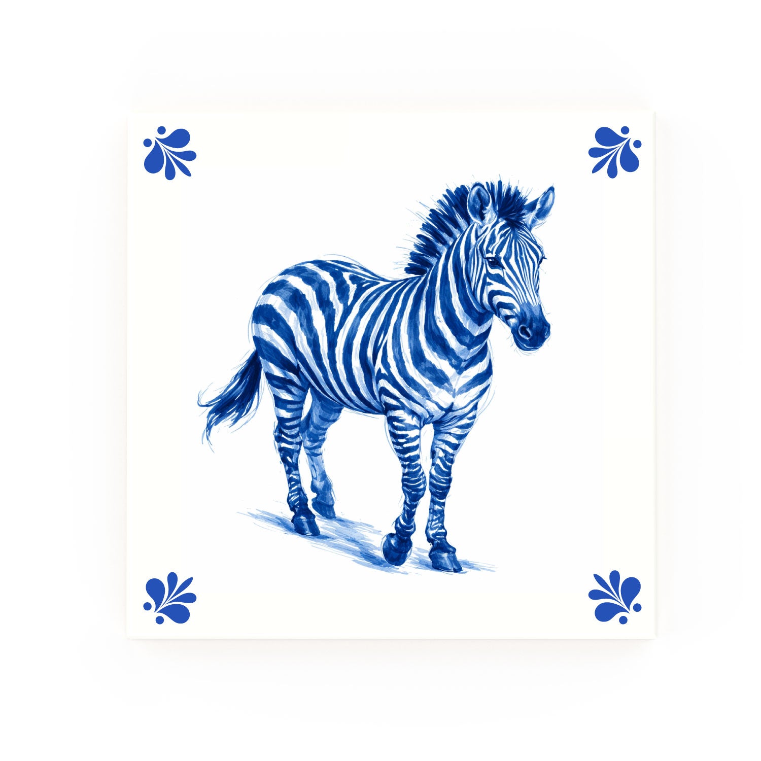 Zebra | Decorative British Ceramic Delft Blue Tile