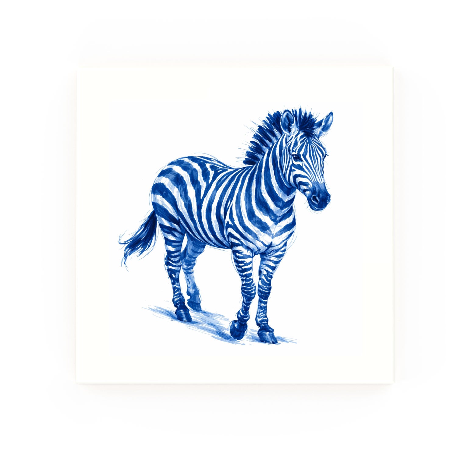 Zebra | Decorative British Ceramic Delft Blue Tile