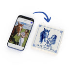 Close-up of personalised horse portrait ceramic tile with glossy finish