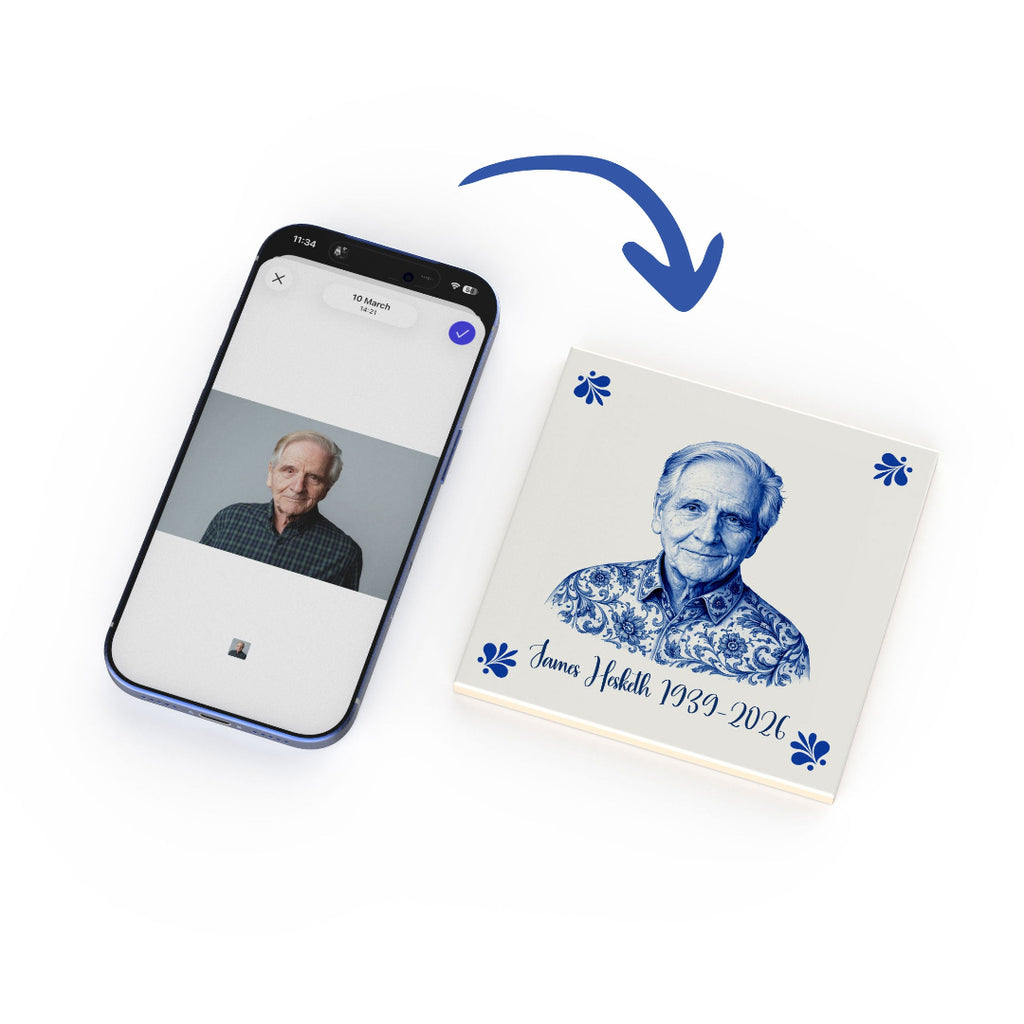 Personalised remembrance photo tile shown as a keepsake gift