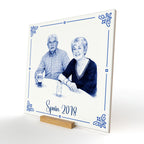 Personalised non-floral photo tile gift shown as decorative home decor