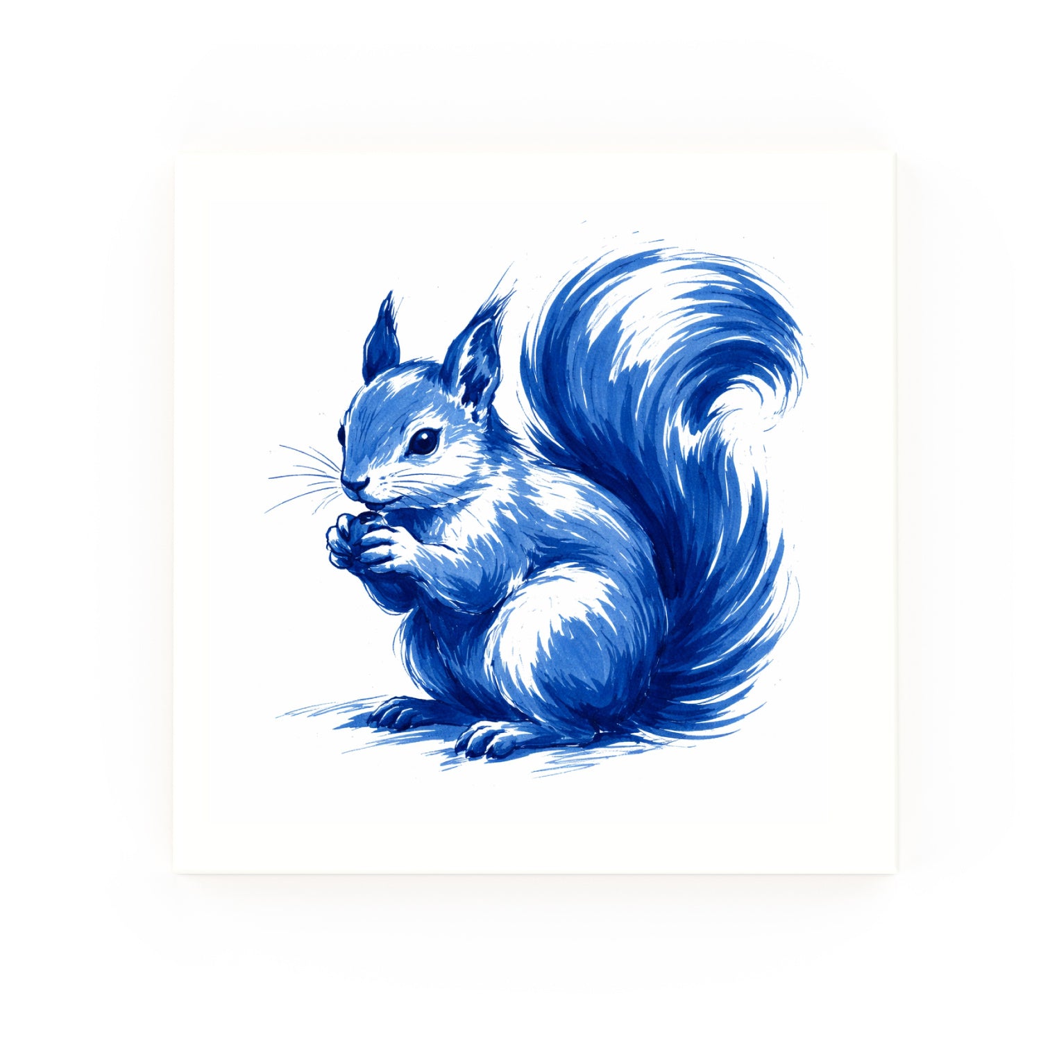 Squirrel Delft blue decorative ceramic tile – no corner style